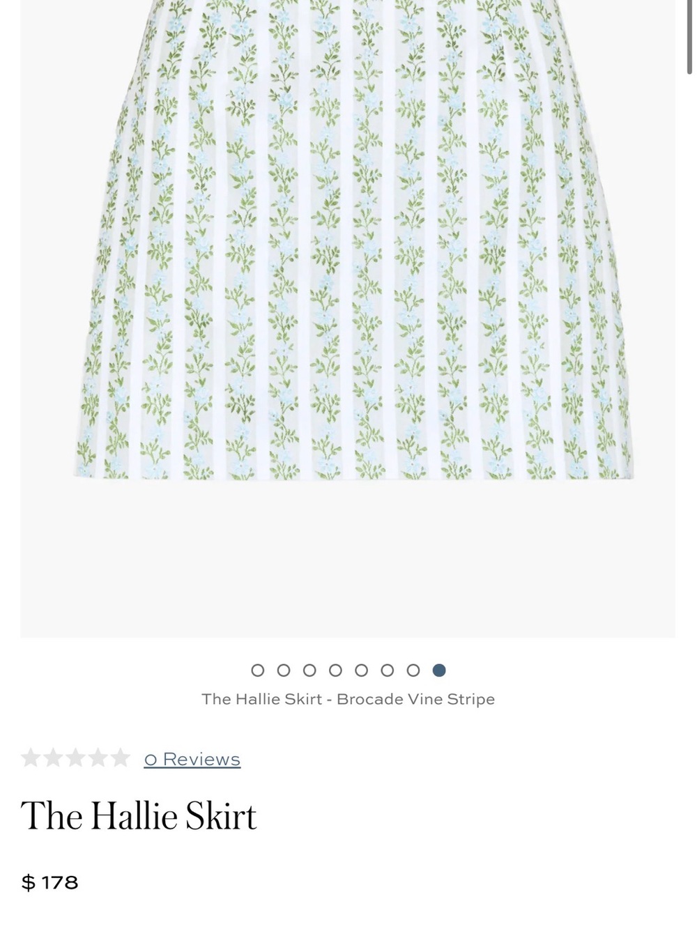 Hill House White Skirt with Green Vine Stripe